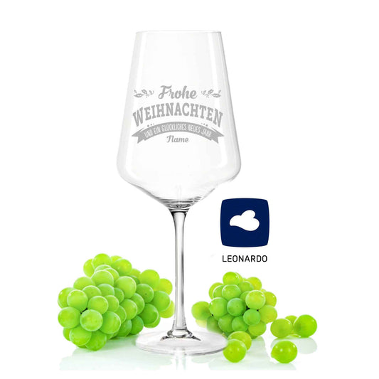 Leonardo Puccini Weinglas mit Gravur "Glückliches Neues Jahr"