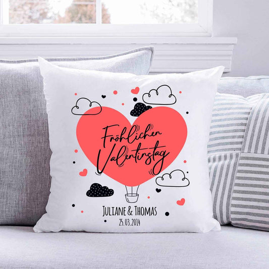 Bedrucktes Kissen mit Motiv Fröhlichen Valentinstag
