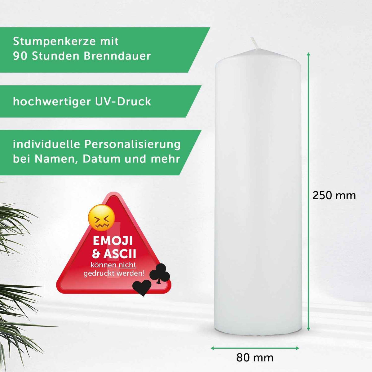 Große Kerze "Floral White" - Hochzeitskerze mit Namen, Datum & Wunschtext