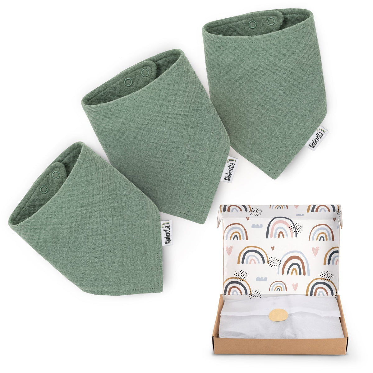 3er Set Musselin Lätzchen Mint-Grün