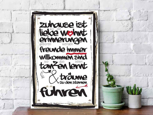 Holzschild Zuhause ist wo die Liebe wohnt 2.0