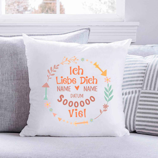 Bedrucktes Kissen mit Motiv "Ich Liebe Dich Soooo"