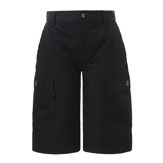 Kids Black Cargo Shorts-1