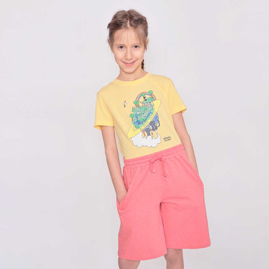 Red Girls and Boys Sweat Shorts-1