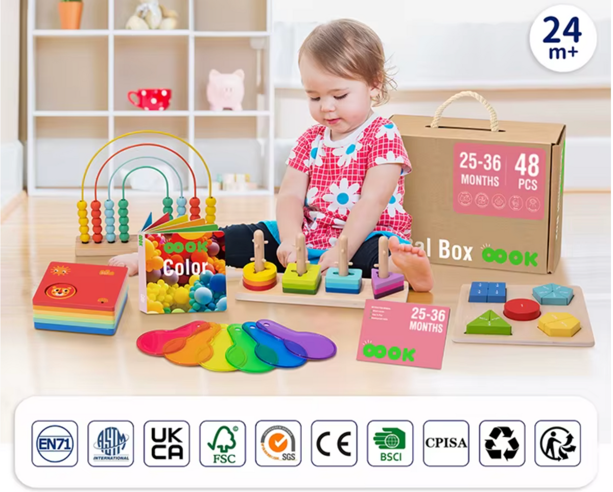 Montessori Educational Box, 25-36 Monate, 6-in-1, Lernspielzeug für Kleinkinder ab 2 Jahre