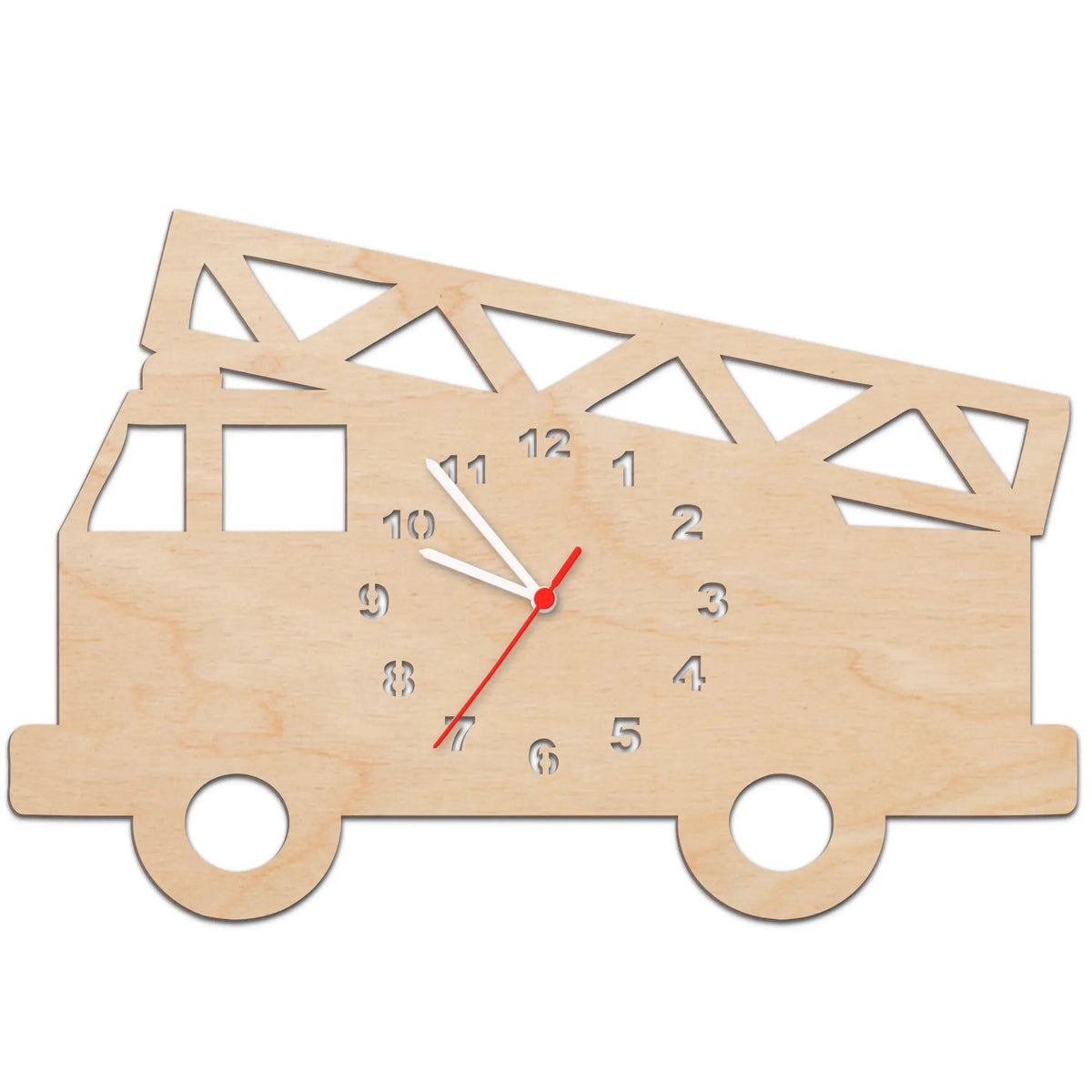 Kinder Wanduhr im Feuerwehrauto Design GRAVURZEILE
