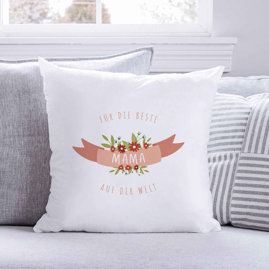 Bedrucktes Kissen mit Spruch Für die beste Mama