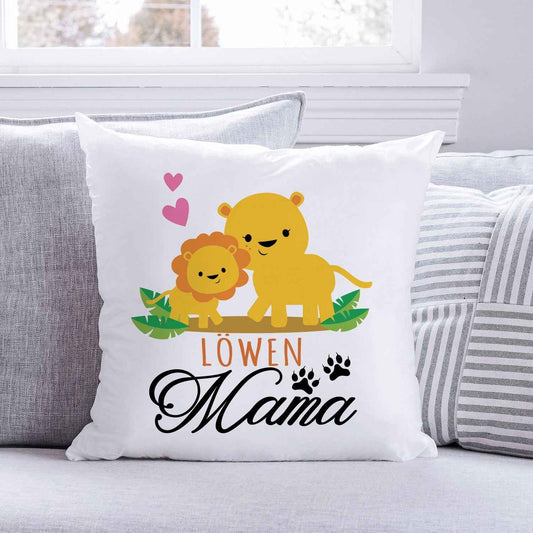 Bedrucktes Kissen mit Spruch Löwen Mama