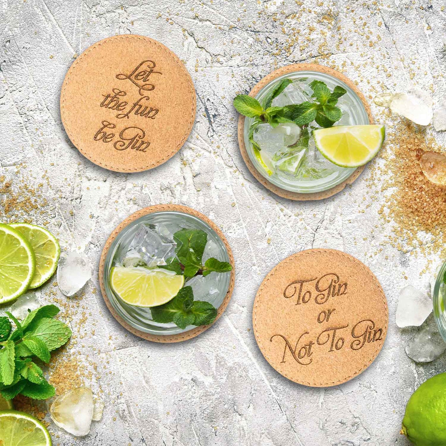 Kork Untersetzer: Lustige GIN Sprüche 4er Set