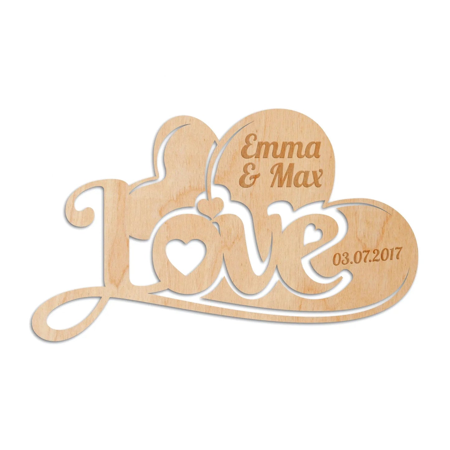 Großes "LOVE" Holzschild mit Gravur