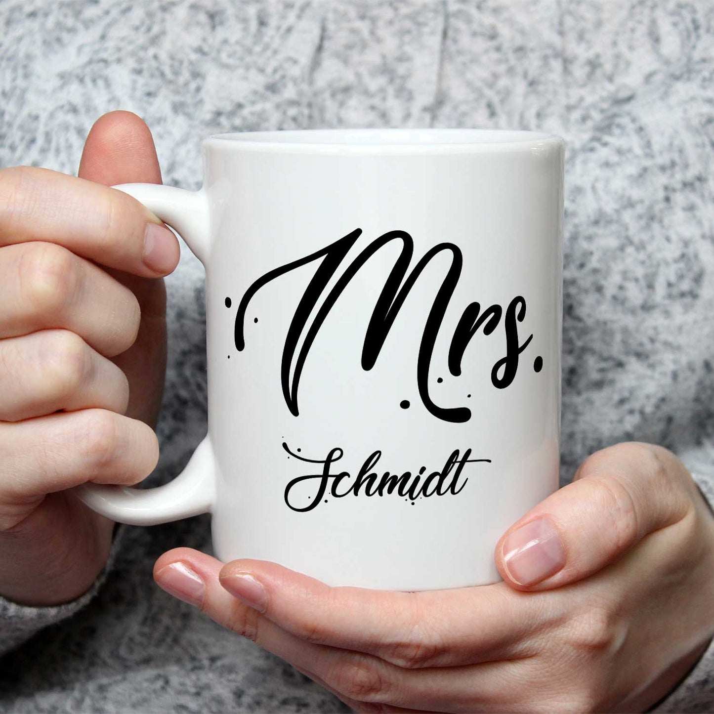Bedruckte Tassen mit Spruch - Mr & Mrs mit Namen