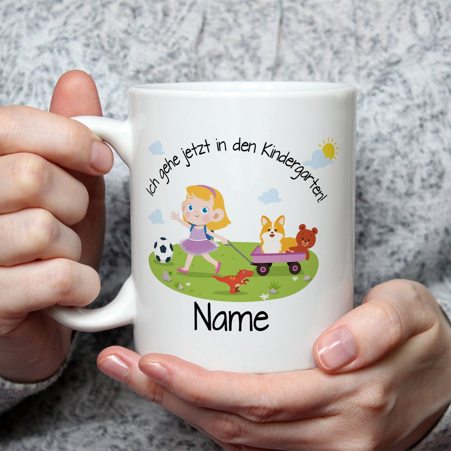 Bedruckte Tasse mit Motiv Ich gehe jetzt in den Kindergarten für Jungen & Mädchen