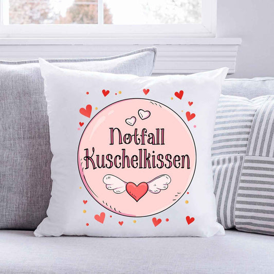 Bedrucktes Kissen mit Spruch Notfall Kuschelkissen