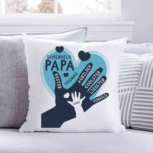 Bedrucktes Kissen mit Motiv Papa Hand