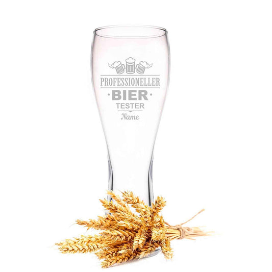 Leonardo Weizenglas "Professioneller Biertester" mit Namen