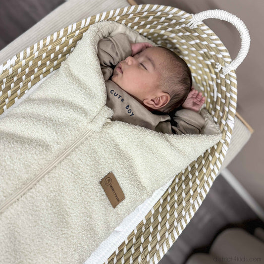 Pucksack Teddystoff Boucle mitwachsend - Nachhaltiger Babyschlafsack