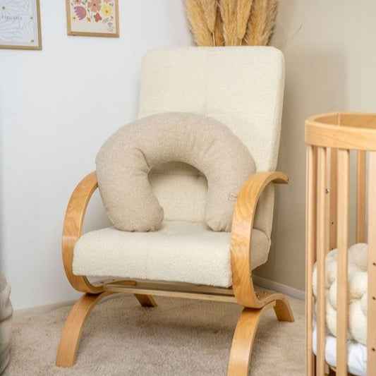 Stillkissen U-Form Teddystoff Boucle mit abnehmbaren Bezug – ergonomisches Mondstillkissen