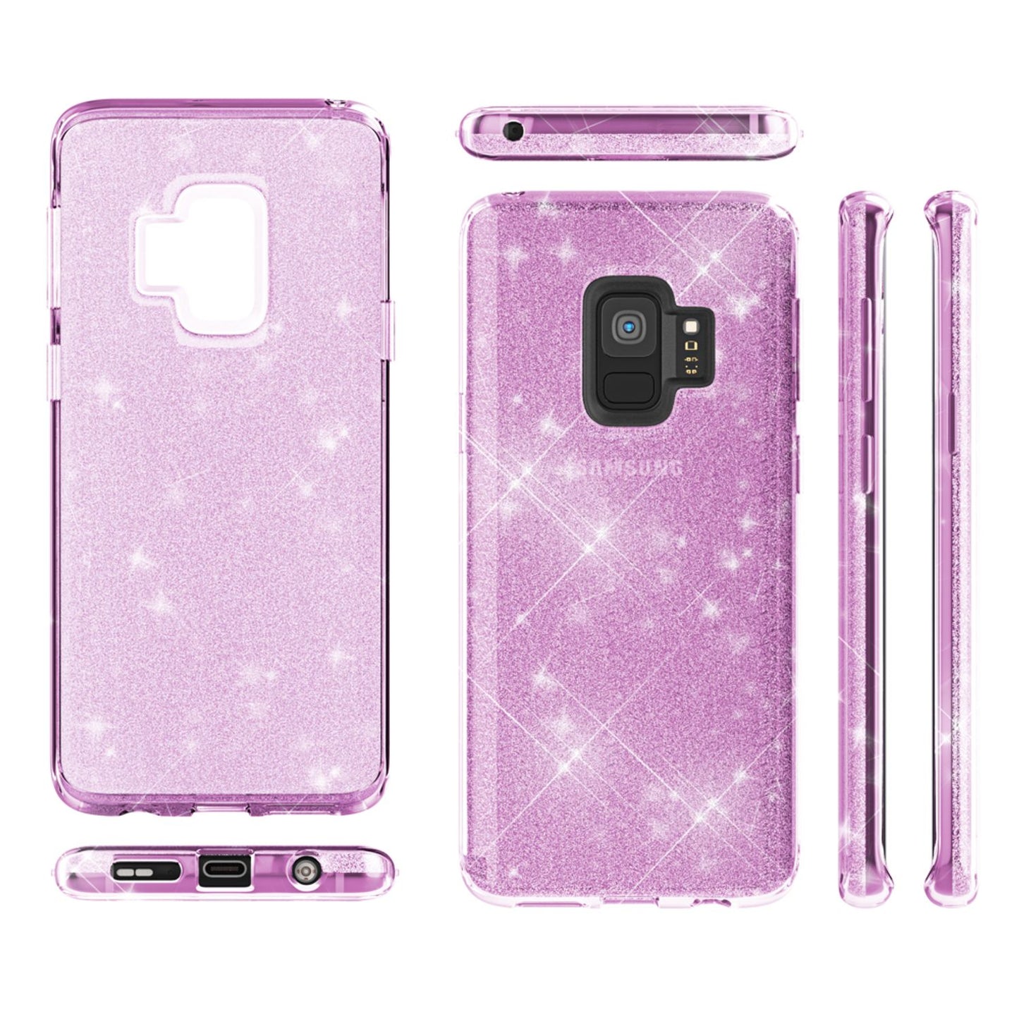 NALIA Glitzerhülle für Samsung Galaxy S9 – Funkelnder Glitzer-Look & Grip – SHINEPOP (Silikon Case) – Marke aus Berlin