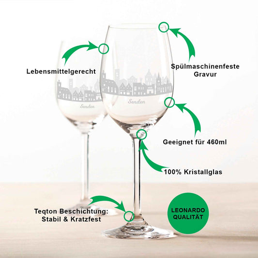Leonardo Weingläser mit Gravur - Skyline Senden im Set