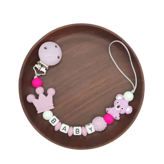 Handgemachte Silikon Baby Holz Schnullerkette - Meloni2