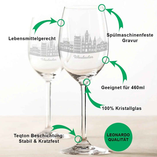 Leonardo Weingläser mit Skyline Wiesbaden Gravur im Set