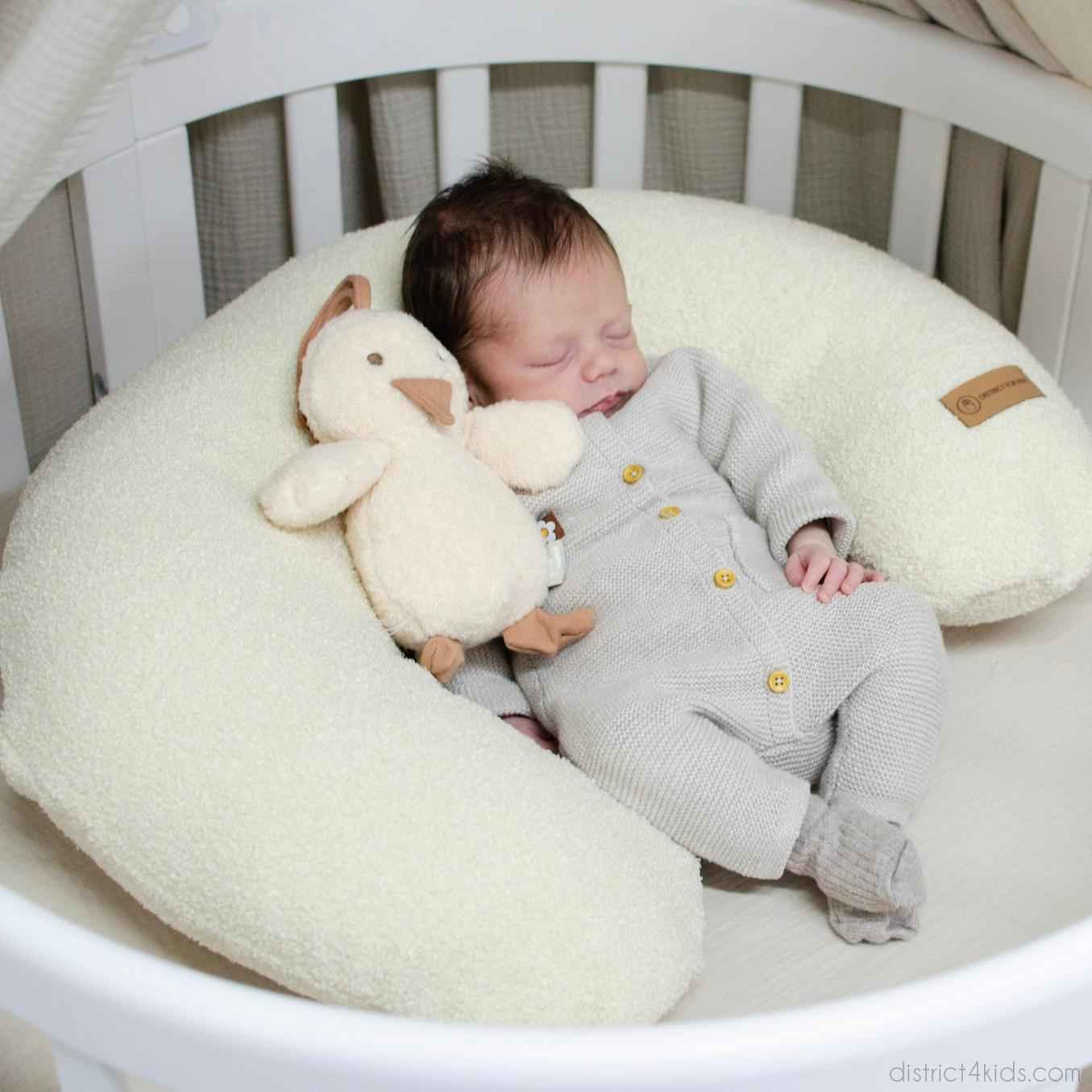 Stillkissen U-Form Teddystoff Boucle mit abnehmbaren Bezug – ergonomisches Mondstillkissen