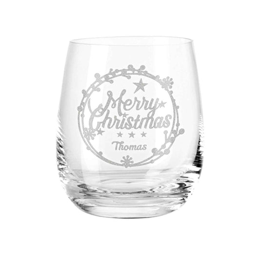 Teelicht mit Gravur - Weihnachtsdeko - Merry Christmas Round Ornament - Personalisiert mit Name