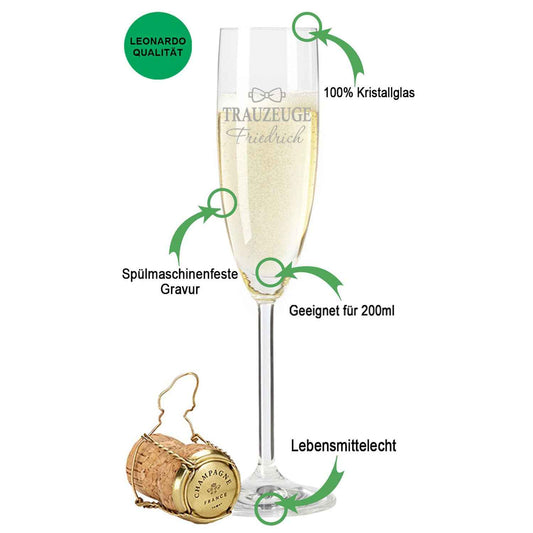 Leonardo Sektglas mit Gravur "Trauzeuge"