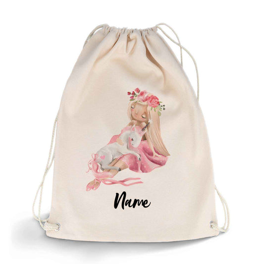 Bedruckter Turnbeutel für Kinder im Rosenprinzessin Design