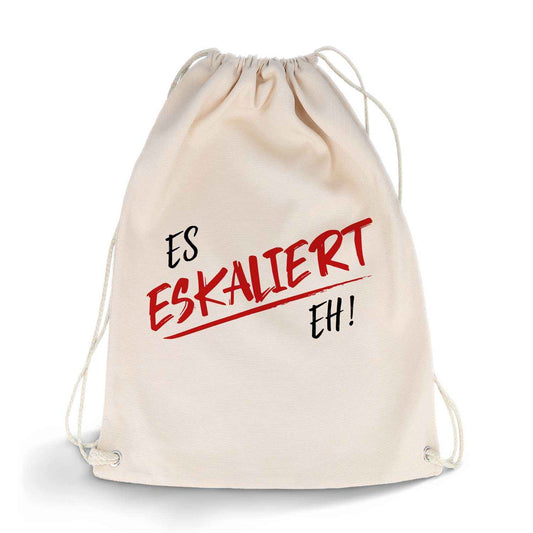 Bedruckter Turnbeutel mit Spruch Es eskaliert eh!