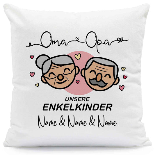 Bedrucktes Kissen mit Motiv "Oma & Opa Enkelkind" mit Wunschnamen
