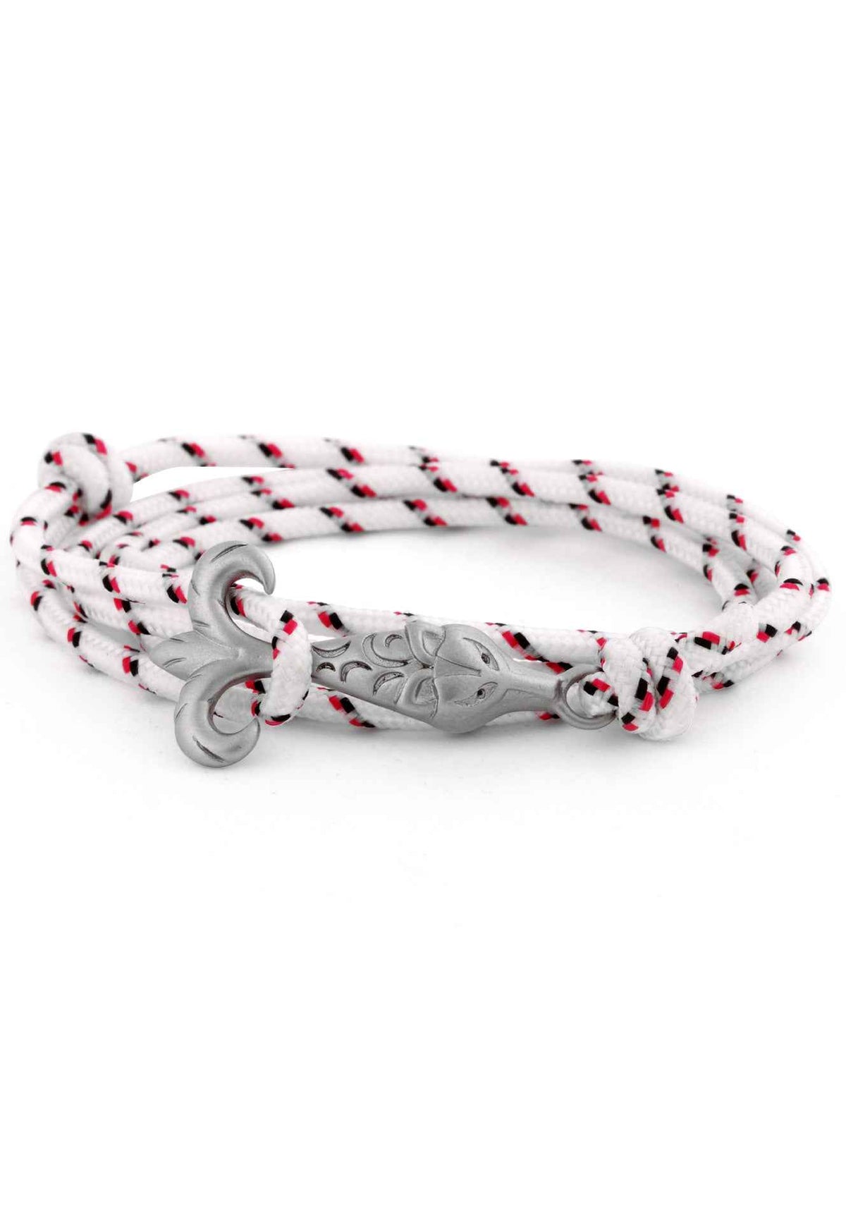Vulpes Nylon Bracelet Double Wrapped Silver - White-Blue-Red