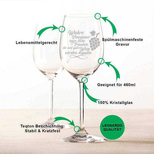 Leonardo Weinglas mit Gravur "Wahre Vinoganer"
