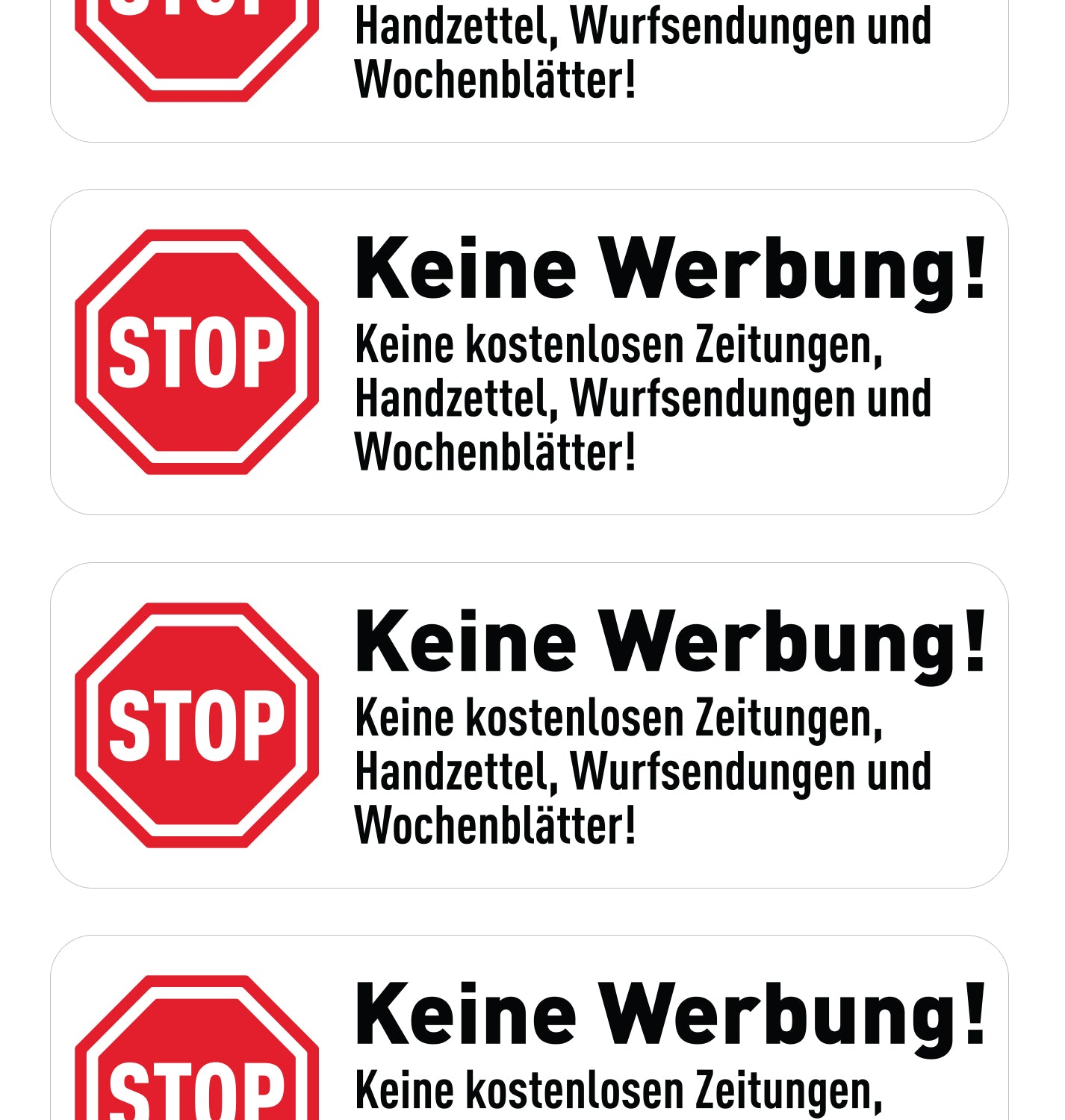 Aufkleber "Keine Werbung" 10x Stück