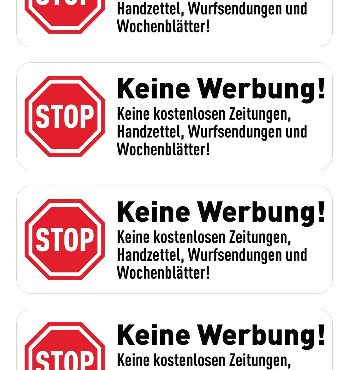 Aufkleber "Keine Werbung" 10x Stück