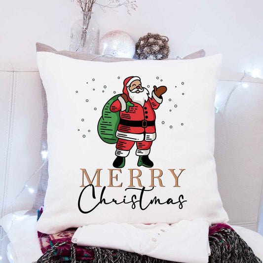 Kissen mit Weihnachtsmotiv - Merry Christmas Santa - Weihnachtsdeko - Geschenke für Frauen & Männer