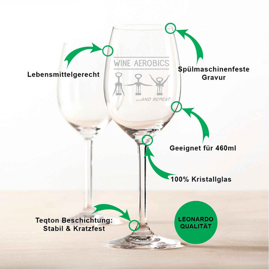 Leonardo Weinglas mit Gravur "Wine Aerobics"