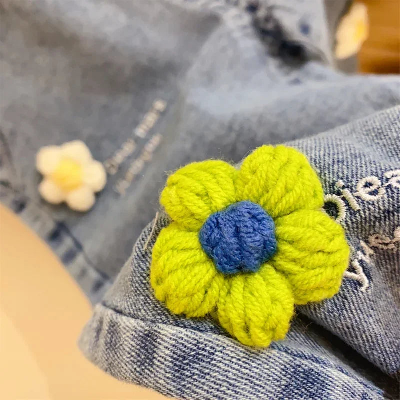 Ambroidered Flower Girl Jeans Baby Boy Kids Jeans Girl Pants Daduhey - Meloni2
