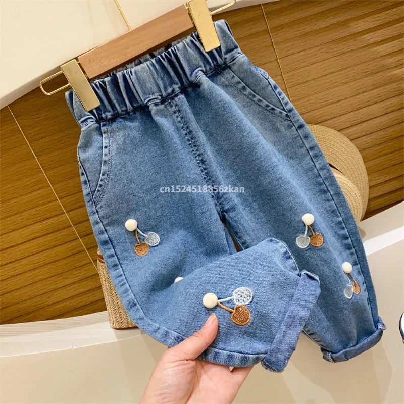 Ambroidered Flower Girl Jeans Baby Boy Kids Jeans Girl Pants Daduhey - Meloni2