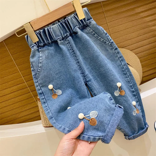 Ambroidered Flower Girl Jeans Baby Boy Kids Jeans Girl Pants Daduhey - Meloni2
