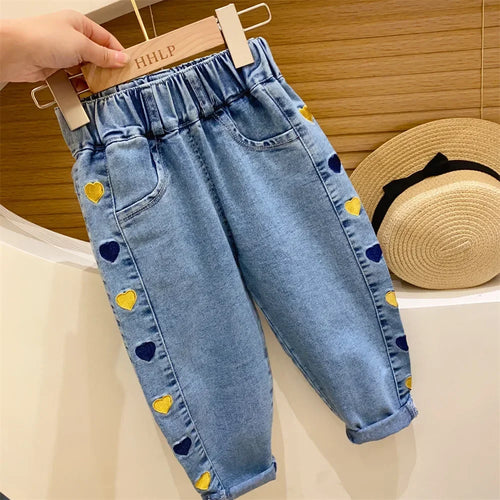 Ambroidered Flower Girl Jeans Baby Boy Kids Jeans Girl Pants Daduhey - Meloni2