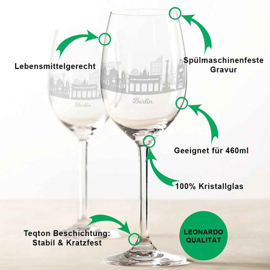 Leonardo Weingläser mit Skyline Berlin Gravur im Set