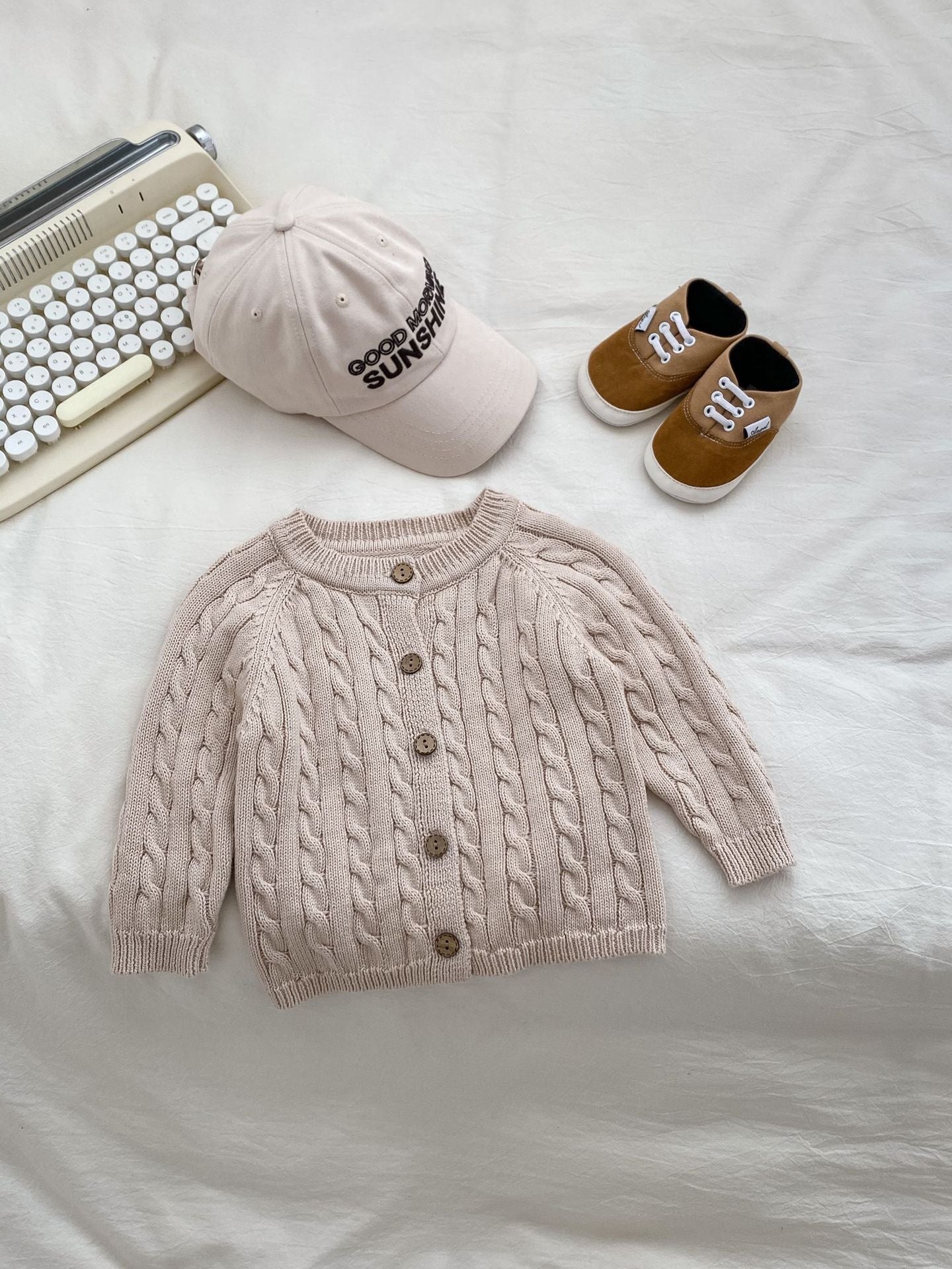 Autumn New Arrival Baby Kids Unisex Comfortable Solid Color Jacquard - Meloni2
