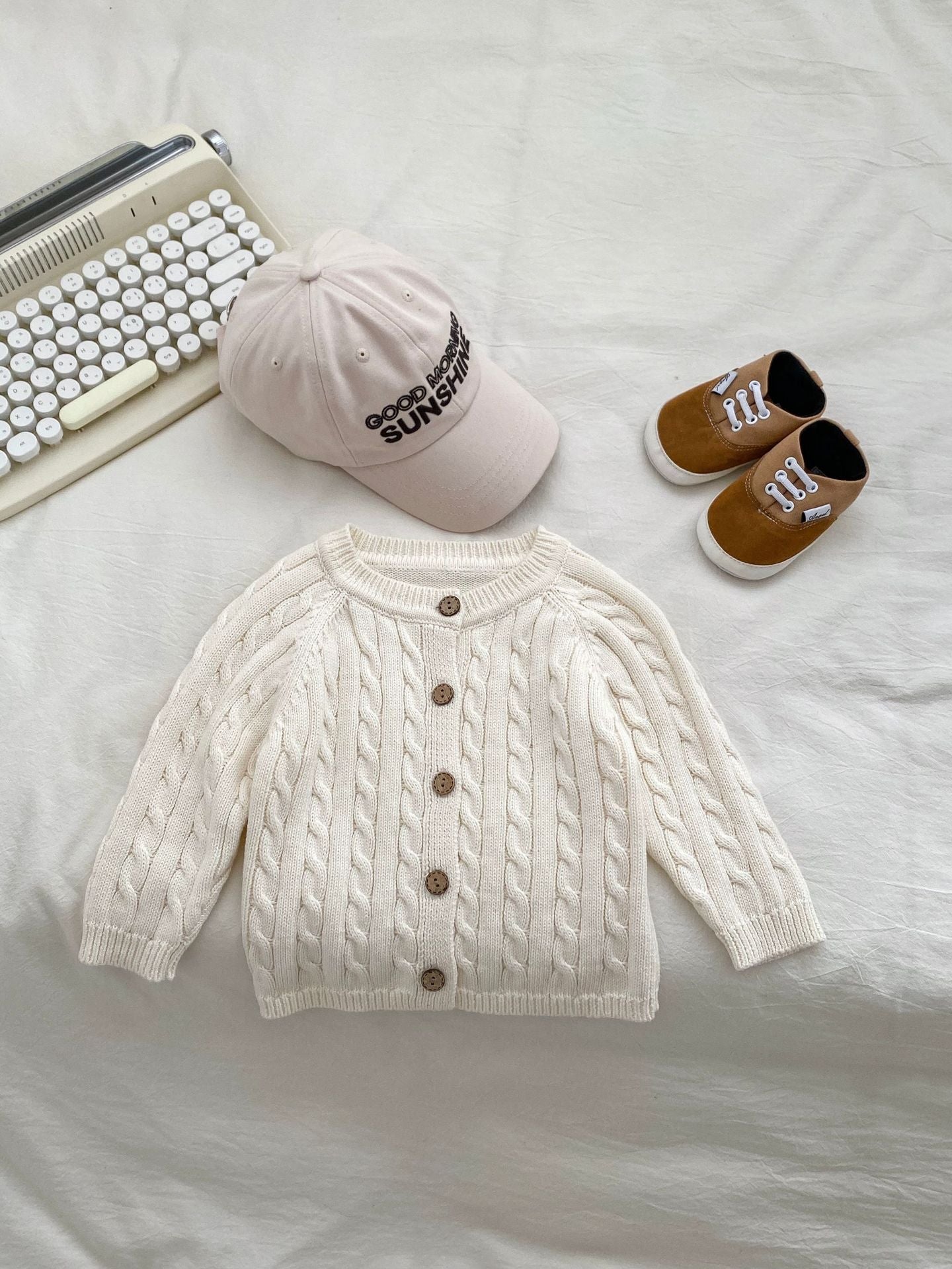 Autumn New Arrival Baby Kids Unisex Comfortable Solid Color Jacquard - Meloni2