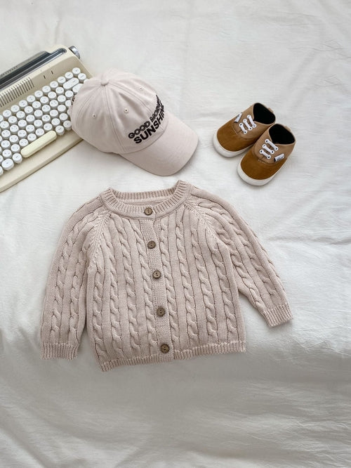 Autumn New Arrival Baby Kids Unisex Comfortable Solid Color Jacquard - Meloni2