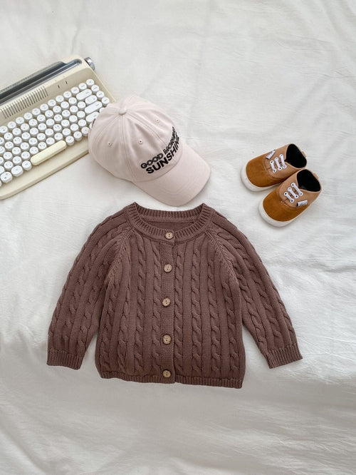 Autumn New Arrival Baby Kids Unisex Comfortable Solid Color Jacquard - Meloni2