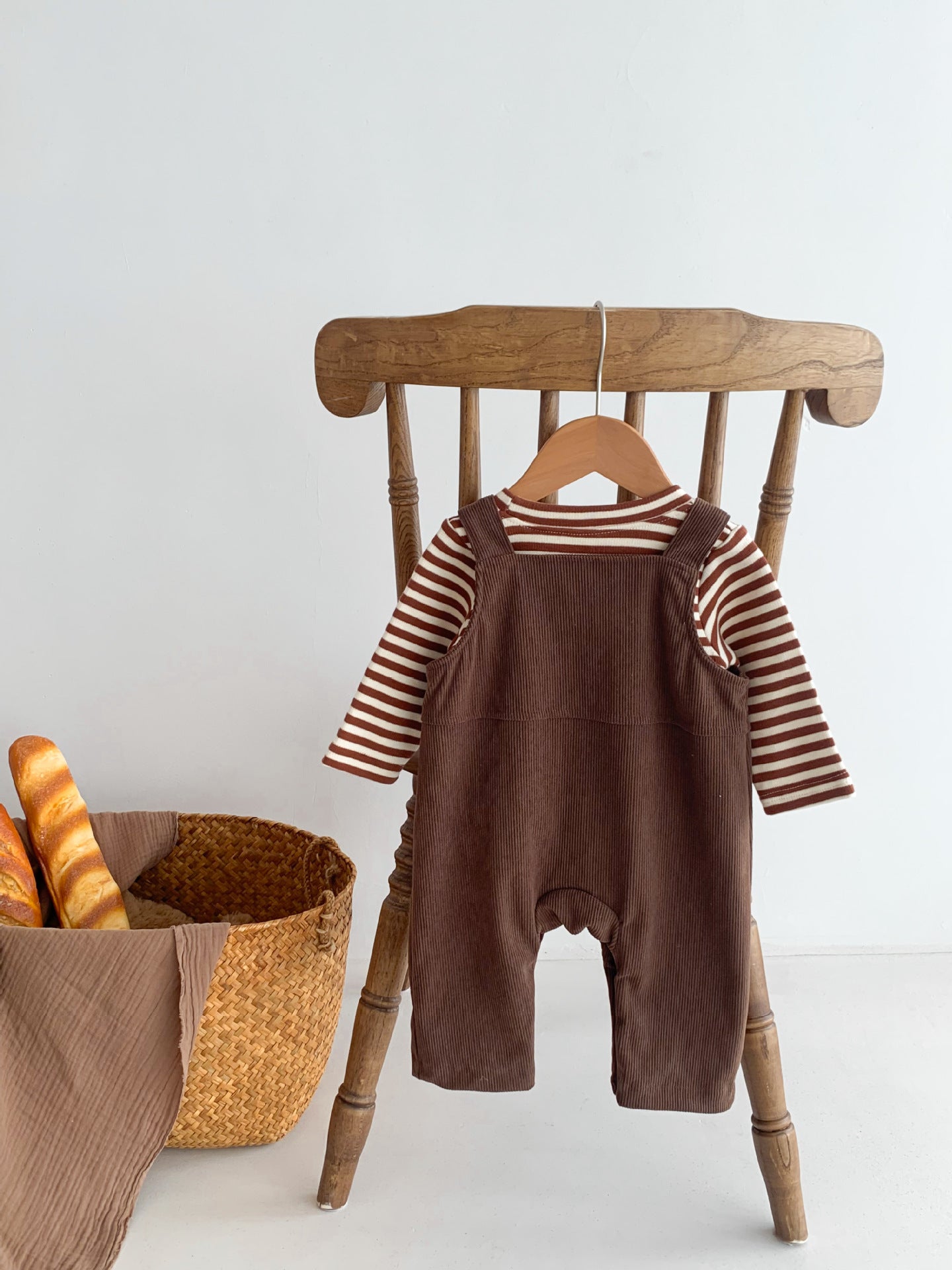 Infant Baby Bear Head Corduroy Combo Overalls In Sets - Meloni2