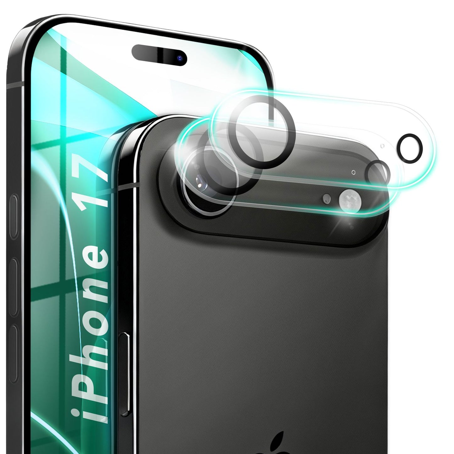NALIA 2x Kameraschutzglas für iPhone 17 Air – Linsenschutz 9H & Case-Friendly – FOCUS.X2 MAX (HD-Echtglas Transparent) – Marke aus Berlin