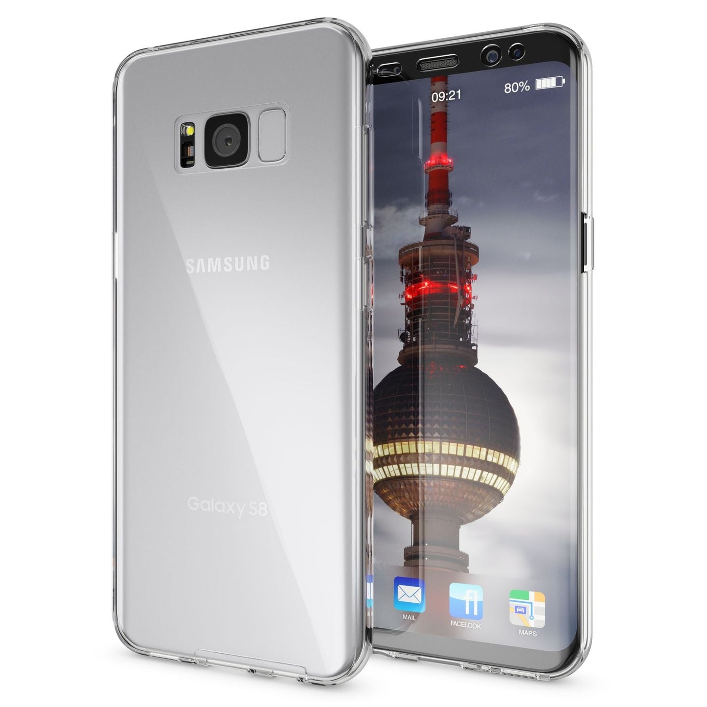 NALIA 360 Grad Hülle kompatibel mit Samsung Galaxy S8, Full Cover Rundum Doppel-Schutz Handyhülle, Dünnes Ganzkörper Silikon Case, Transparente Schutzhülle Vorne & Hinten Schale