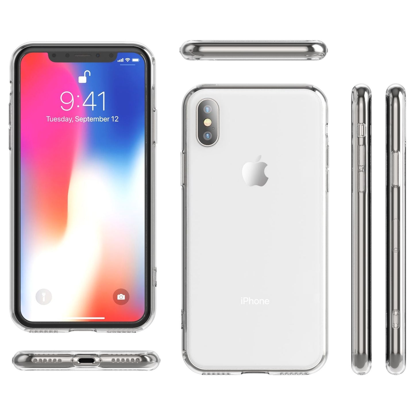 NALIA Hartglas Hülle kompatibel mit iPhone X Xs, Durchsichtiges Hardcase aus 9H Tempered Glass mit Silikon Bumper, Stoßfest & Robust Handyhülle Hard Cover Case Schutzhülle Phone Etui - Transparent
